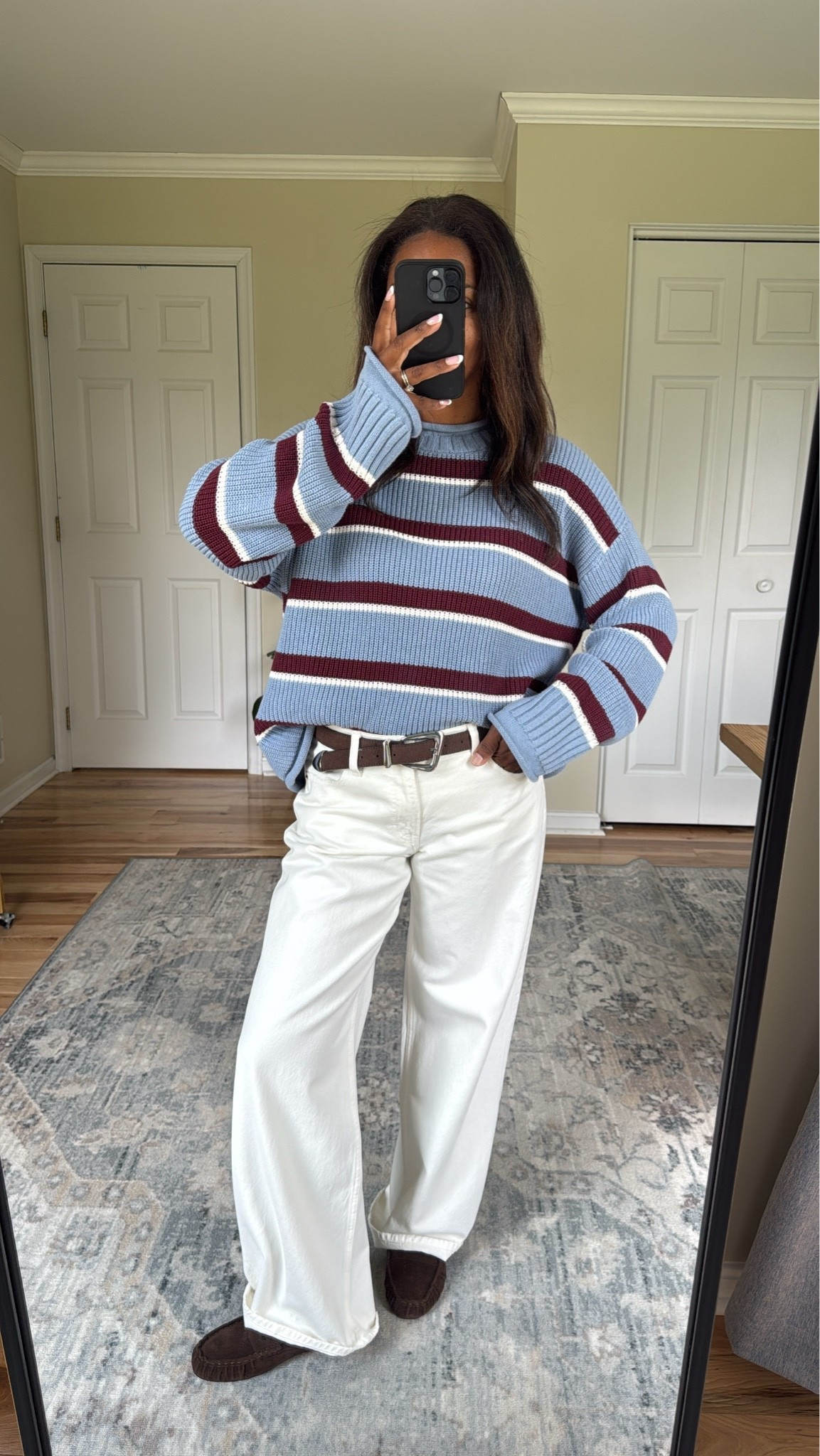 Wearing a small in sweater and size 27 regular in the jeans   

#LTKgrwm #LTKootd #LTKOver40