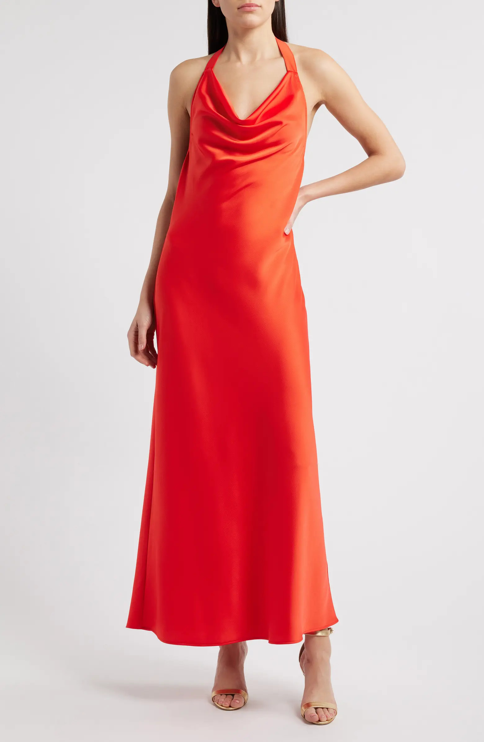 Irene Halter Neck Satin Slipdress | Nordstrom