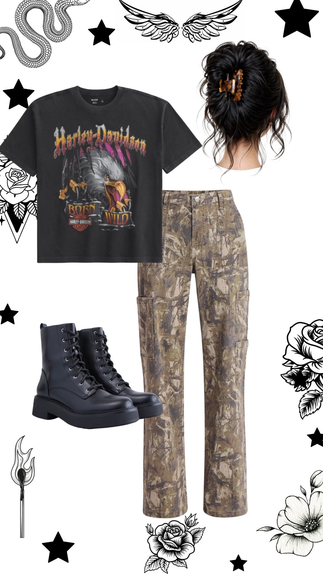 Edgy affordable camo and Harley outfit

#LTKootd #LTKgrwm #LTKMidsize