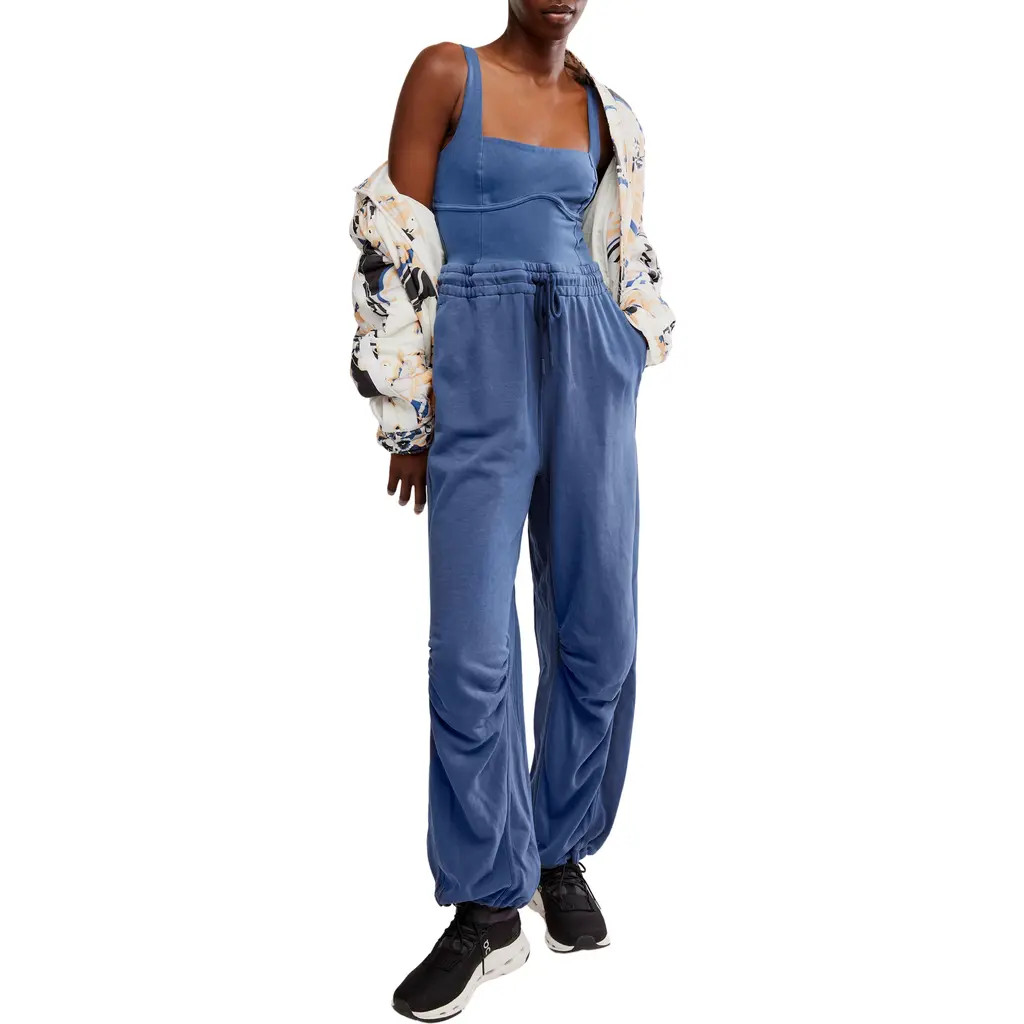 Free People FP Movement Inbound Stretch Cotton Jumpsuit in Midnight Navy at Nordstrom, Size Small | Nordstrom
