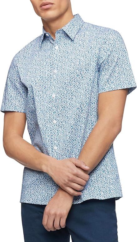 Calvin Klein Men's Short Sleeve Button Down Stretch Cotton Shirt | Amazon (US)
