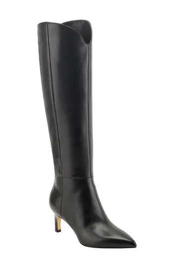 Marc Fisher LTD Quinnie Over the Knee Boot in Black Leather at Nordstrom Rack, Size 9 | Nordstrom Rack