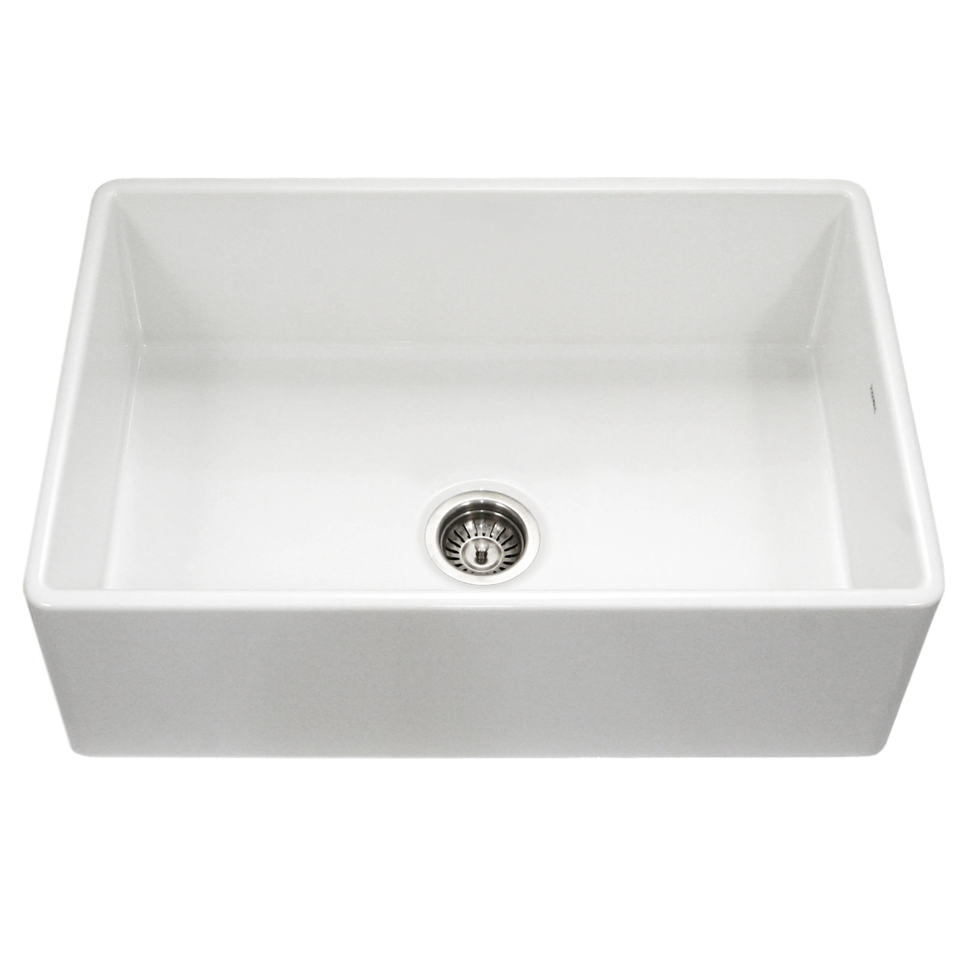 Houzer Farmhouse Apron Front 33 inch Fireclay Single Bowl Kitchen Sink PTG-4300 WH | Wayfair North America