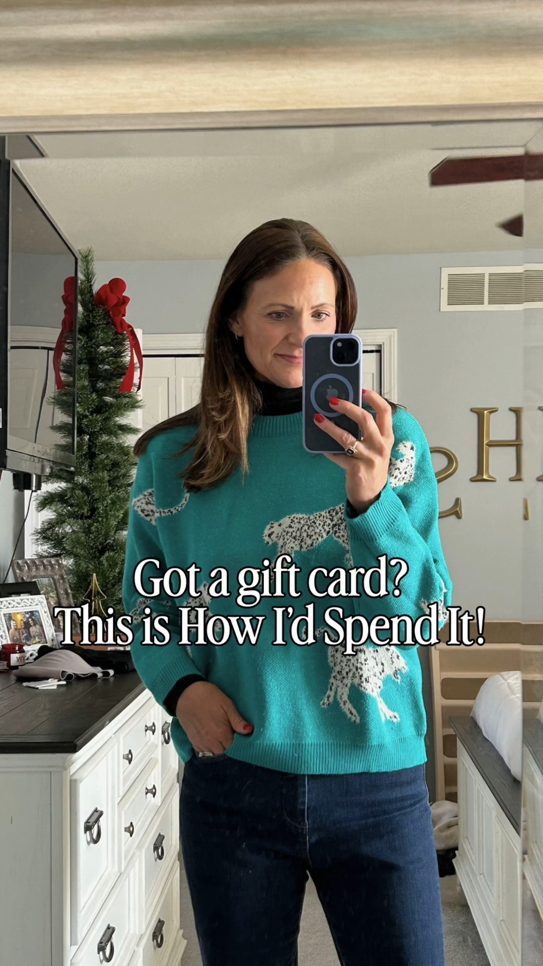 Got a gift card for Christmas? This is how I’d spend it! 🛍️ Like + comment “SHOP” below to receive a DM with the 🔗’s to all these great options! 

Follow me at @styleinasmalltown to get the DM 💌 

There is not one of these pieces I’m not obsessed with - Amazon and Target gift card outfit ideas, what to buy with gift cards, Free People dupe fleece Amazon Target, dangly gold bow earrings gift idea, red pullover outfit inspo, long puffer vest winter look, teal tracksuit outfit idea, colorful Fair Isle sweater style, black funnel neck tunic matching set, black quilted jacket outfit, green quilted jacket look, Levi’s jeans outfit idea, camo sweatpants casual outfit, cozy gift card fashion finds, winter wardrobe picks with gift cards.

#LTKootd #LTKOver40 #LTKTall