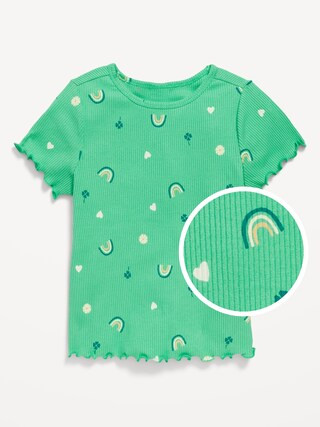 Printed Short-Sleeve Lettuce-Edge T-Shirt for Toddler Girls | Old Navy (US)