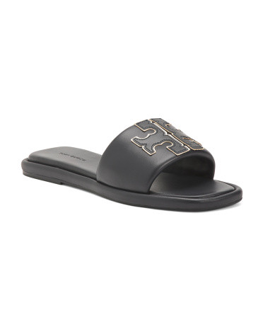 Leather Double T Sport Slides | TJ Maxx