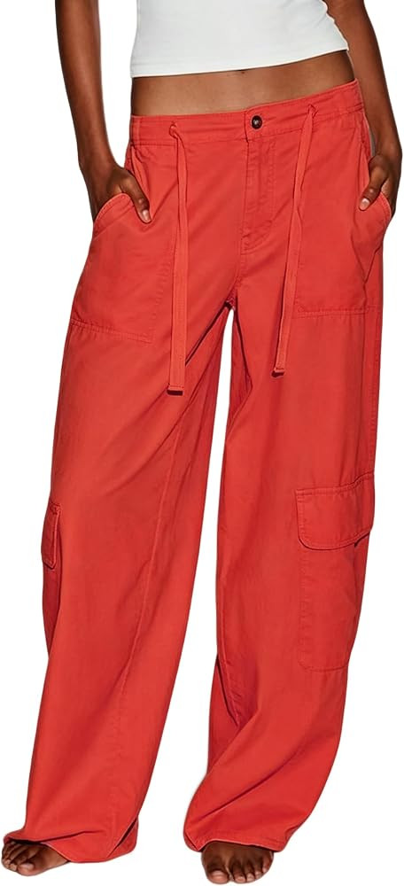 Women's Drawstring Cargo Wide Leg Pants Casual Trousers Fall | Amazon (US)