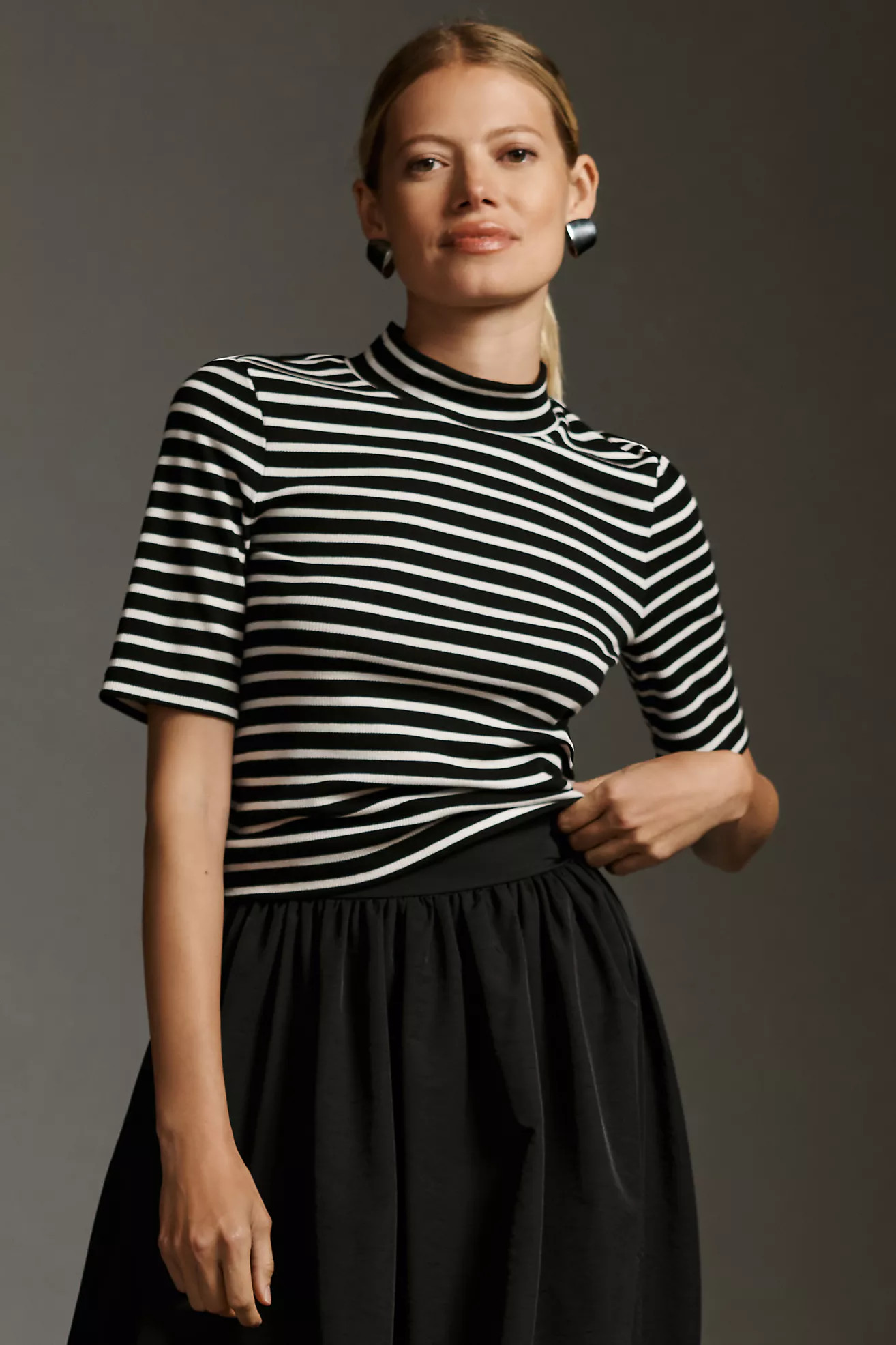 Maeve Mock-Neck Half-Sleeve Tee | Anthropologie (US)