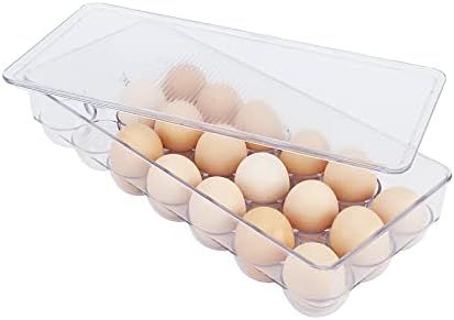 SIMPLEMADE Plastic Egg Holder, BPA Free Fridge Organizer with Lid, Refrigerator Storage Container... | Amazon (US)