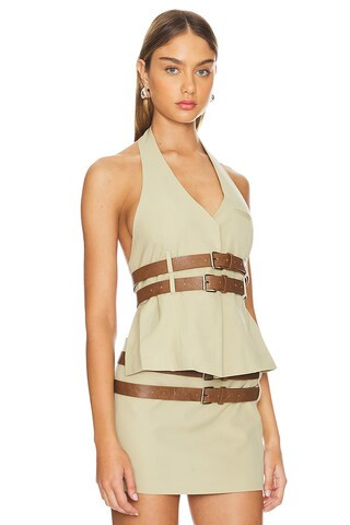 Ethereal Buckle Top in Beige | Revolve Clothing (Global)