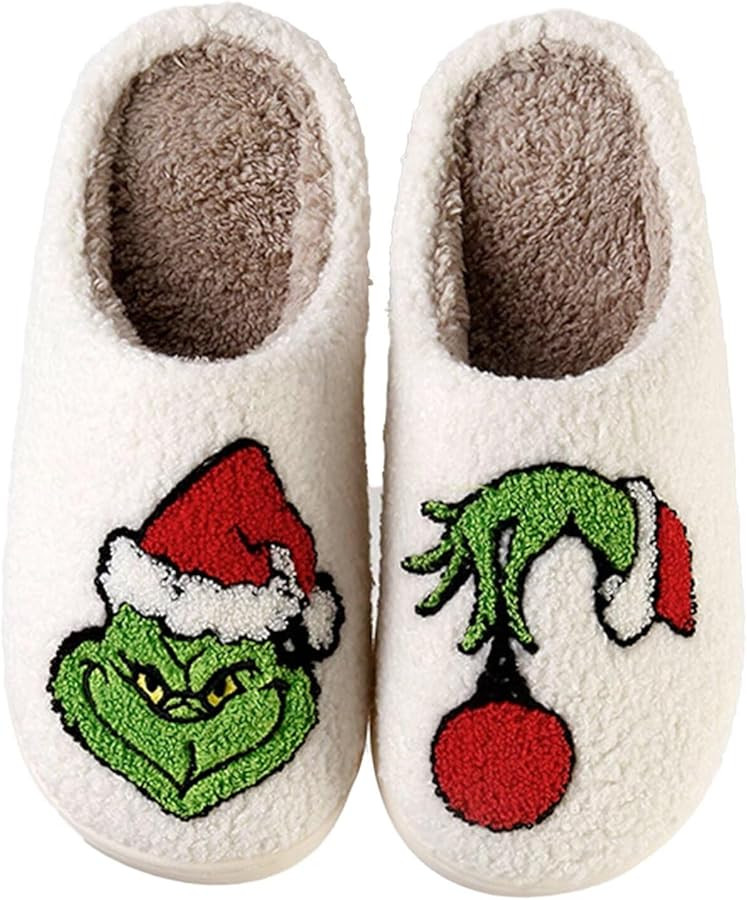 Christmas Gingerbread Man Slippers for Women Men Soft Fluffy Memory Foam Warm Indoor Shoes | Amazon (US)