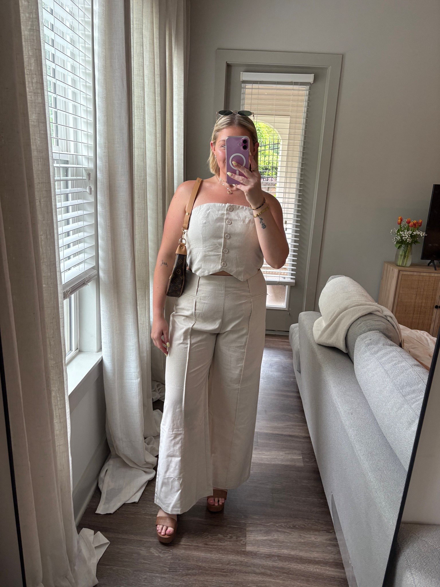 Affordable brunch outfit 💖 Wearing a L in the top and XL in the bottoms. The top runs a little big, I could’ve gone down to a M 

#LTKMidsize #LTKStyleTip #LTKFindsUnder50