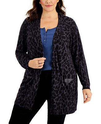 Style & Co Plus Size Patterned Cardigan, Created for Macy's & Reviews - Sweaters - Plus Sizes - M... | Macys (US)