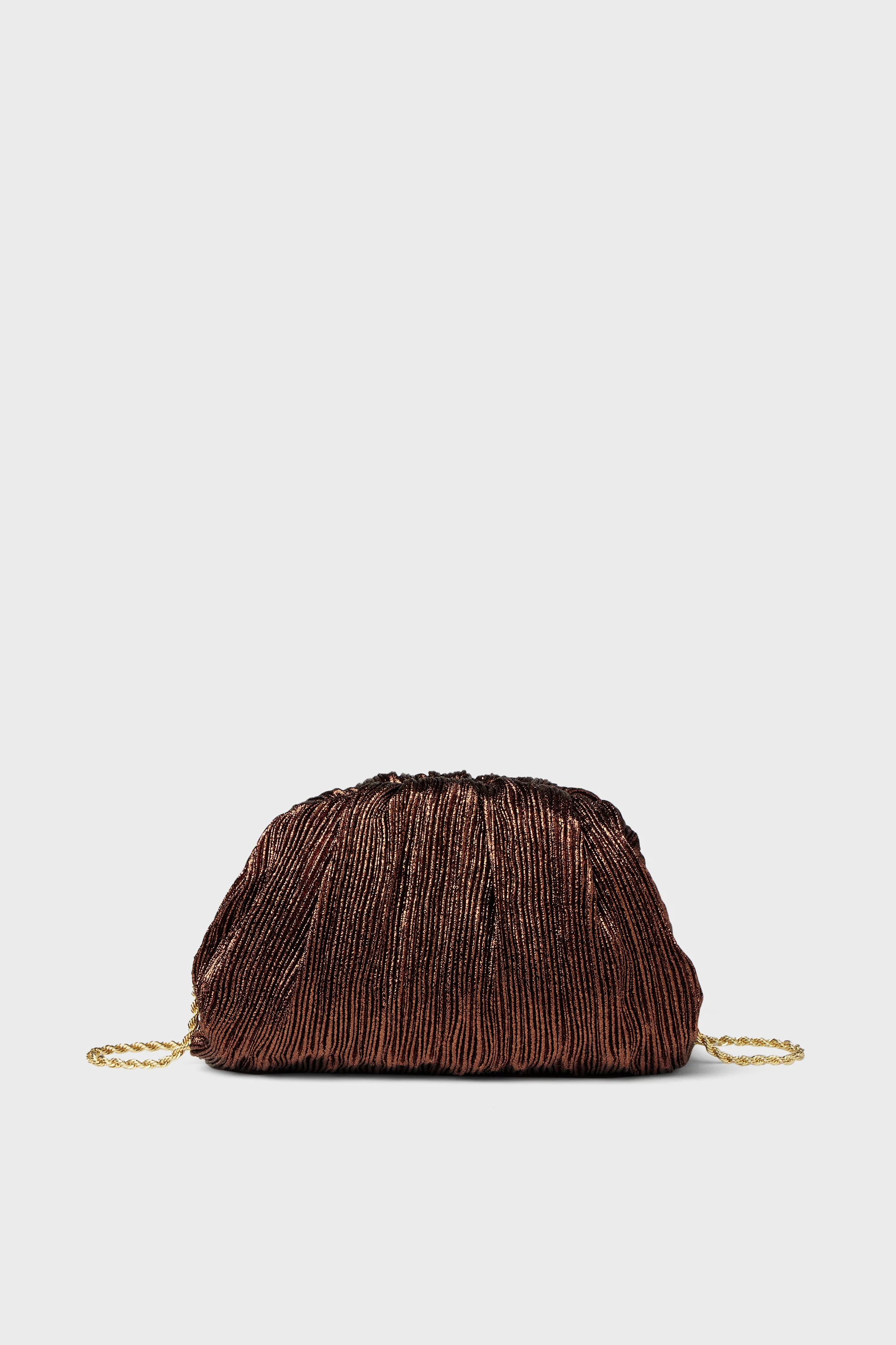Mocha Lame Bailey Pleated Clutch | Tuckernuck (US)
