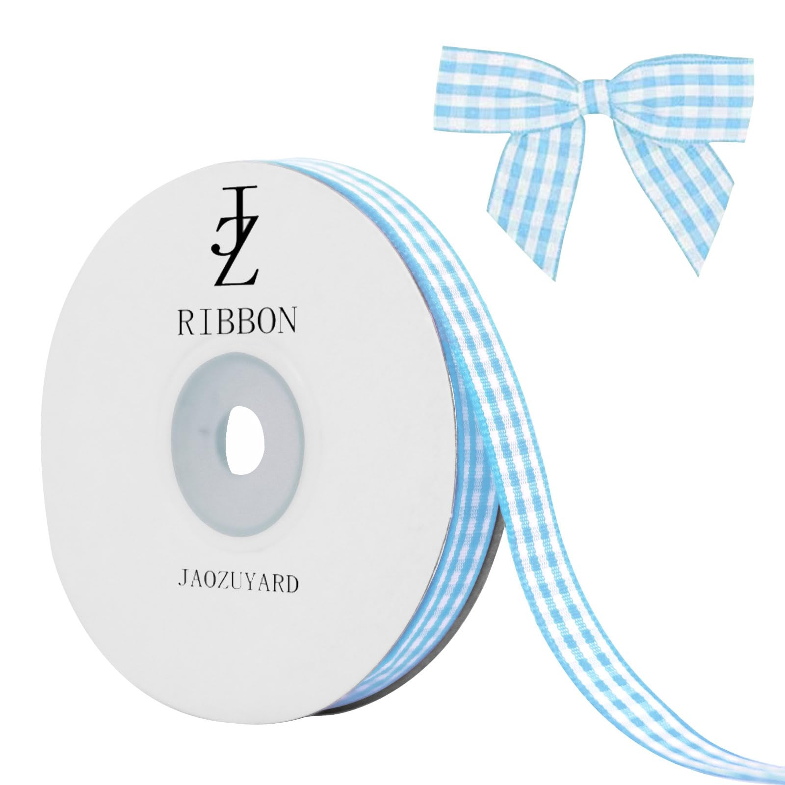 Light Blue Gingham Ribbon 3/8 inch X 25 Yards Plaid Ribbon 100% Polyester Woven Edge Flower Fabri... | Amazon (US)