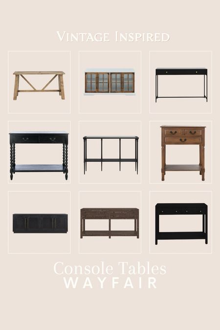 🌟 Step back in time with our vintage-inspired console tables from Wayfair! 🕰️✨ Whether you’re styling an entryway or adding character to your living space, these pieces blend timeless charm with modern functionality. Which one catches your eye? 🛋️💭

#LTKHome #LTKStyleTip #LTKFamily