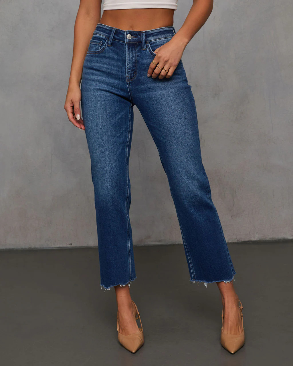 Rona Super Stretch Cropped Frayed Hem Jeans | VICI