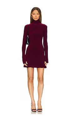 Norma Kamali x REVOLVE Long Sleeve Turtleneck Fishtail Mini Dress in Plum from Revolve.com | Revolve Clothing (Global)