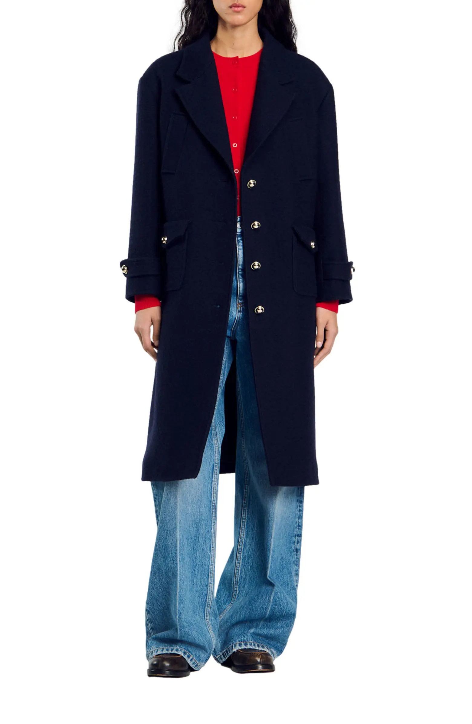 SANDRO Long oversized coat | Nordstrom | Nordstrom