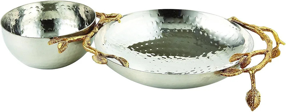 Elegance Golden Vine Hammered Chip & Dip Server, 11.25", Gold/Silver | Amazon (US)