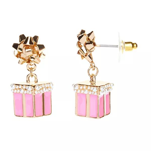 LC Lauren Conrad Gold Tone Present Drop Earrings | Kohl's