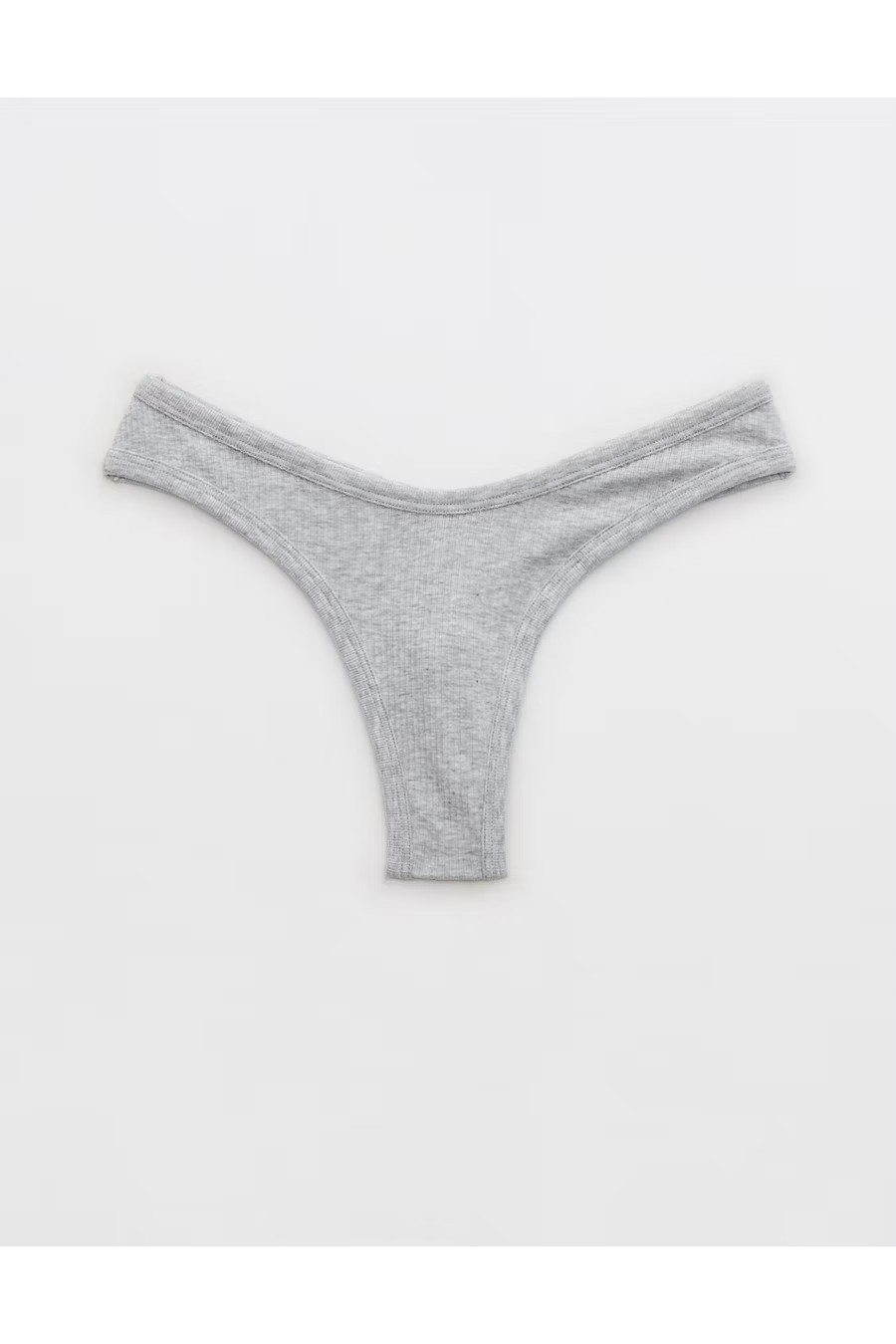 Superchill Cotton Rib Thong Underwear Women's Medium Heather Gray M | Aerie
