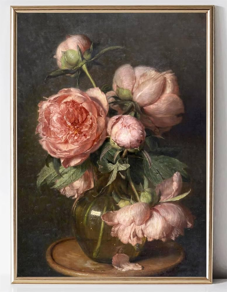 Kizbok Vintage Floral Wall Art, Vintage Wall Decor Retro Moody Floral Canvas Paintings, Classical... | Amazon (US)
