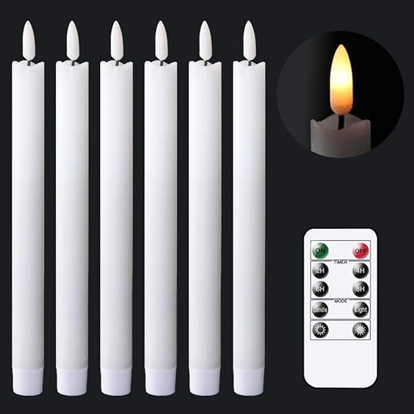 GenSwin Flameless Taper Candles with Remote Timer, Battery Operated Flickering Real Wax LED Window C | Amazon (US)