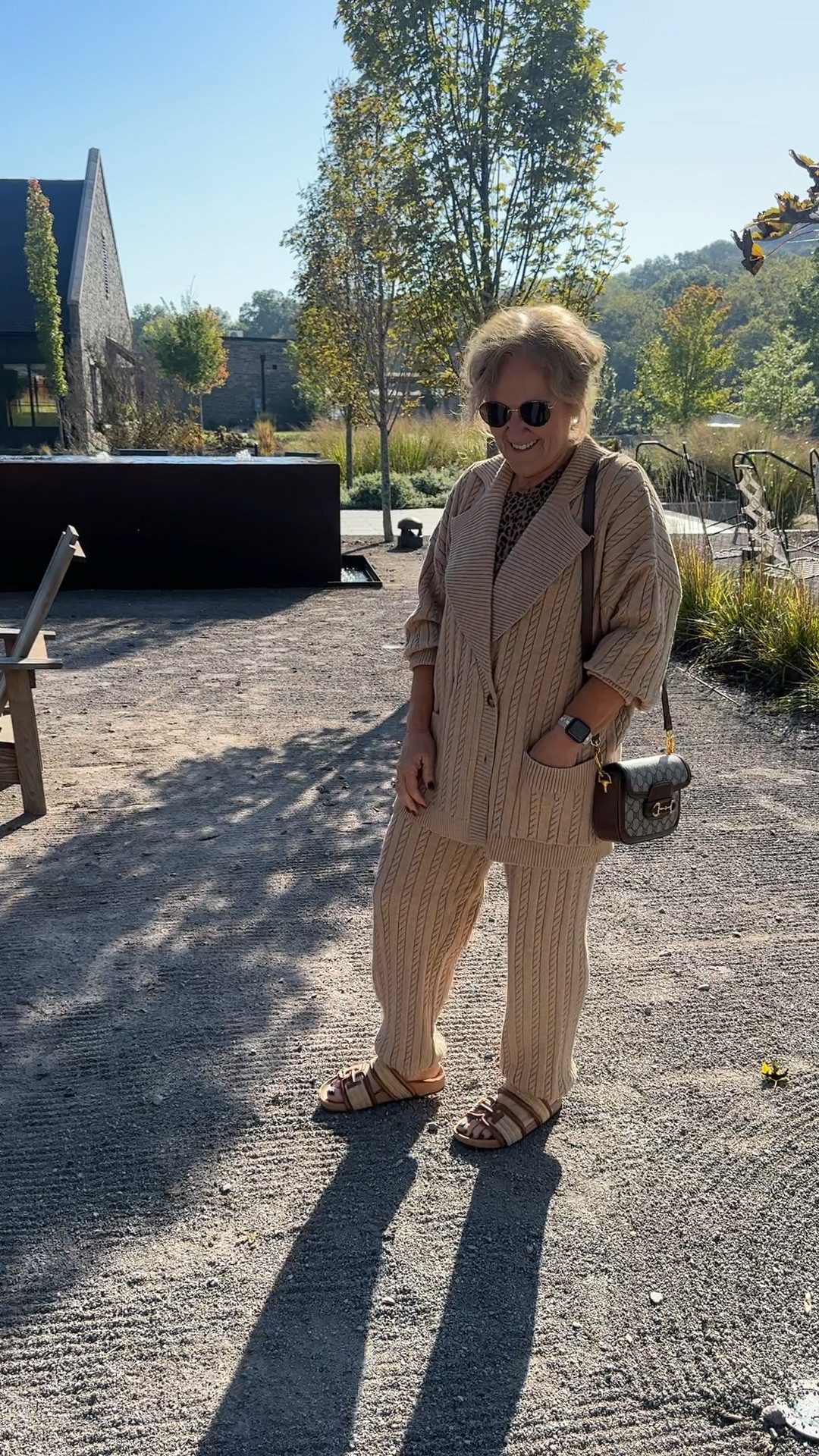 Wearing a large in this cable knit sweater outfit. I did not need to size up. Order your regular size. It’s already oversized. But what a beautiful quality set. I cannot believe the weight of the fabric it substantial it holds up beautifully and it makes a lovely relaxed, casual outfit. I wore it to the spa and I felt Appropriately dressed and could have worn it anywhere.

Sold separately by vici  

#LTKOver40 #LTKFitness #LTKFindsUnder100