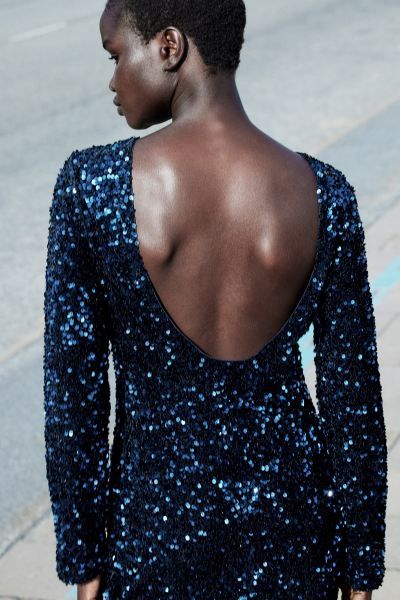 Sequined Dress with Low-cut Back | H&M (US + CA)