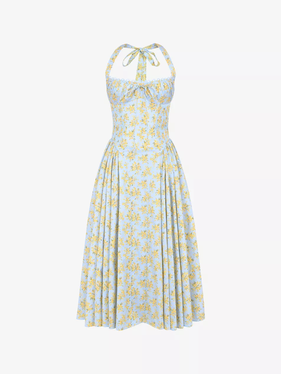 Adabella flower-pint cotton-blend midi dress | Selfridges