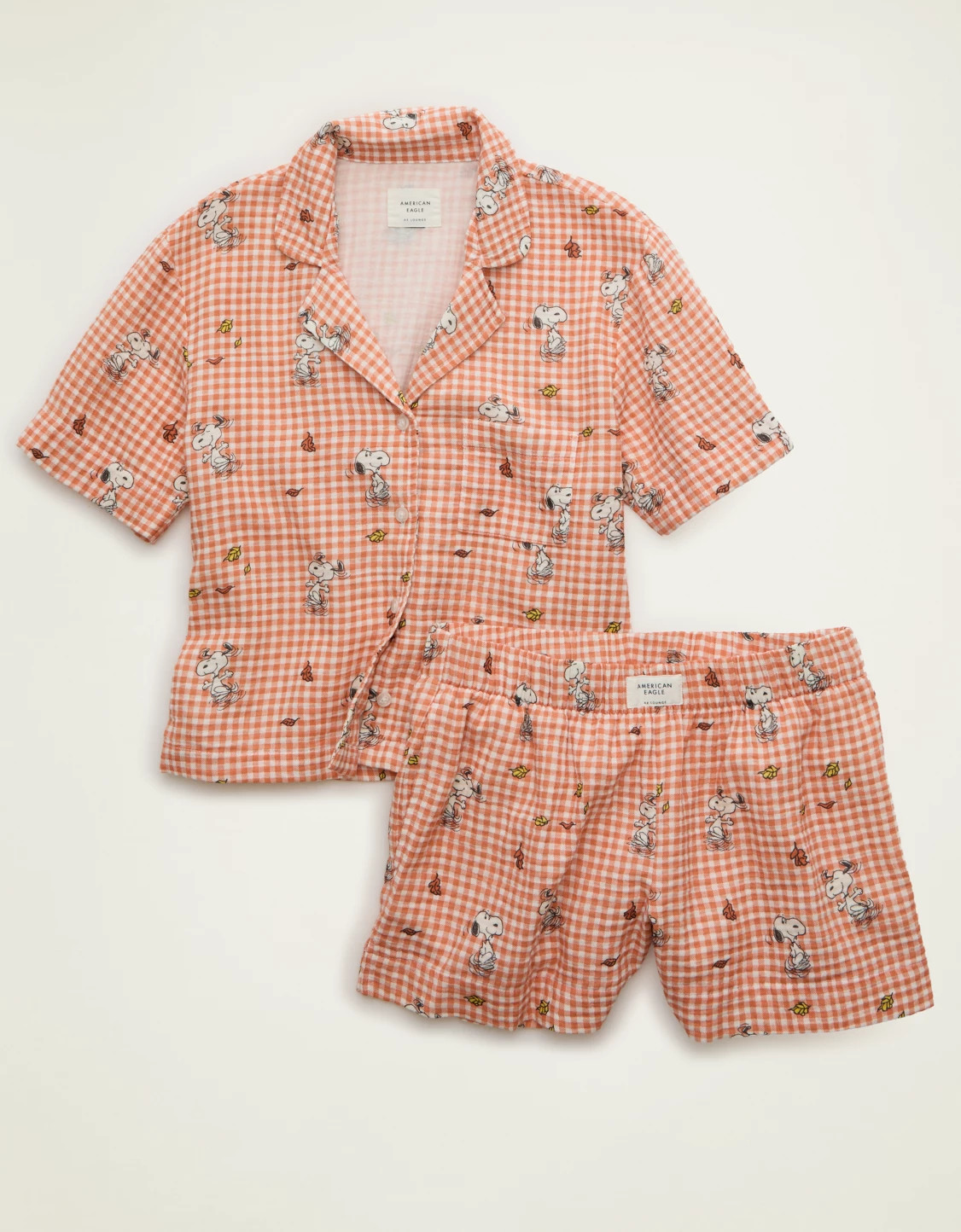 AE Snoopy Cotton Gauze Short-Sleeve PJ Set | American Eagle Outfitters (US & CA)