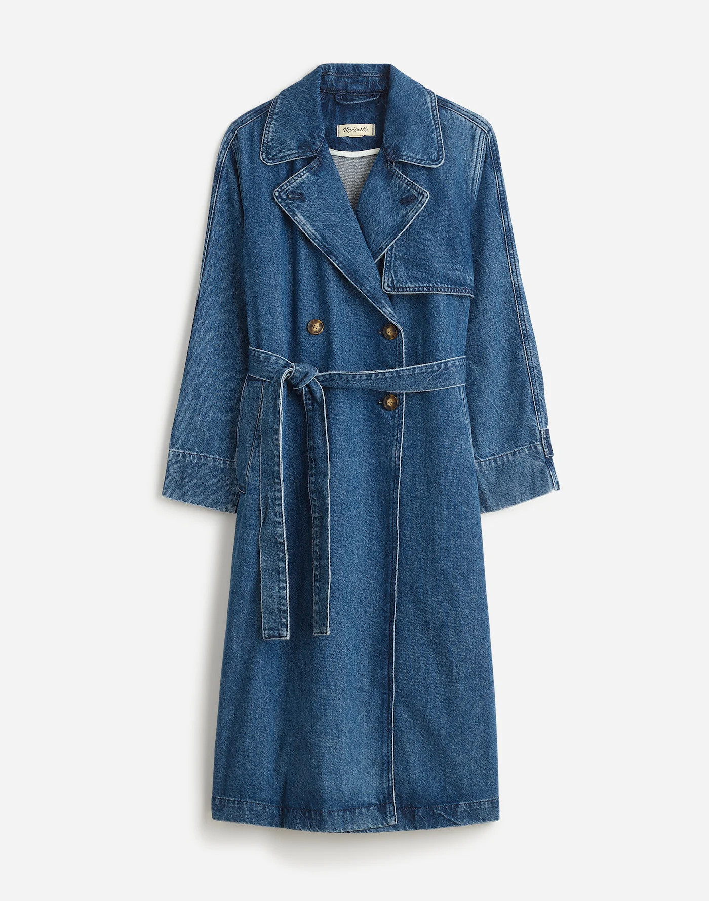 Denim Double-Breasted Crop Trench Coat in Ravenwood Wash | Madewell | Madewell