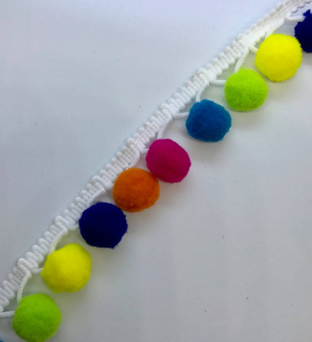 10 Yards Colorfuly Tiny Pom Pom Trim With 17mm Ball, Mini Pom Trim, Pompom Trim, Tiny Ball Lace R... | Etsy (US)