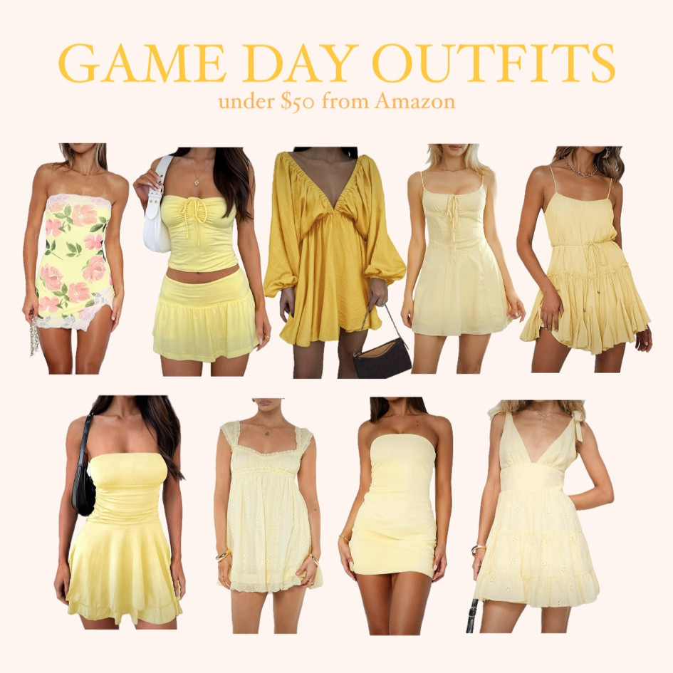 YELLOW GAME DAY! Game day, Gameday, Game day outfit, Gameday outfit, Game day dress, Gameday dress, Game day look, Gameday look, tailgate, tailgating, college, college game day, college gameday, SEC, fraternity, fraternities, sorority, sororities, sorority outfit, sorority recruitment, sorority rush, football, black dress, black mini dress, black midi dress, black maxi dress, black dresses, black mini dresses, black midi dresses, black maxi dresses, black matching set, black matching sets, The University of Alabama, Bama, The University of Georgia, UGA, The University of South Carolina, USC, The University of Arkansas, UArk, Mississippi State University, MSU, The University of Missouri, Mizzou, Texas A&M University, College Station, The University of Oklahoma, The University of Texas, Vanderbilt University, Vandy, 