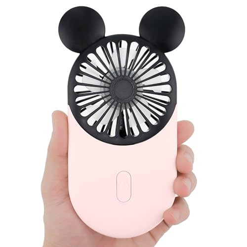 Kbinter Cute Mouse Personal Mini Fan, Rechargeable Handheld USB Fan, 3 Adjustable Wind Speeds and Wearable Design, Portable Pocket Size for Indoor Or Outdoor Activities (Pink) | Amazon (US)