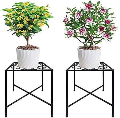 TLBTEK 2 Pack Black Plant Stands, Mid Century Modern Plant Stand,Tall Metal Flower Plant Pot Hold... | Amazon (US)