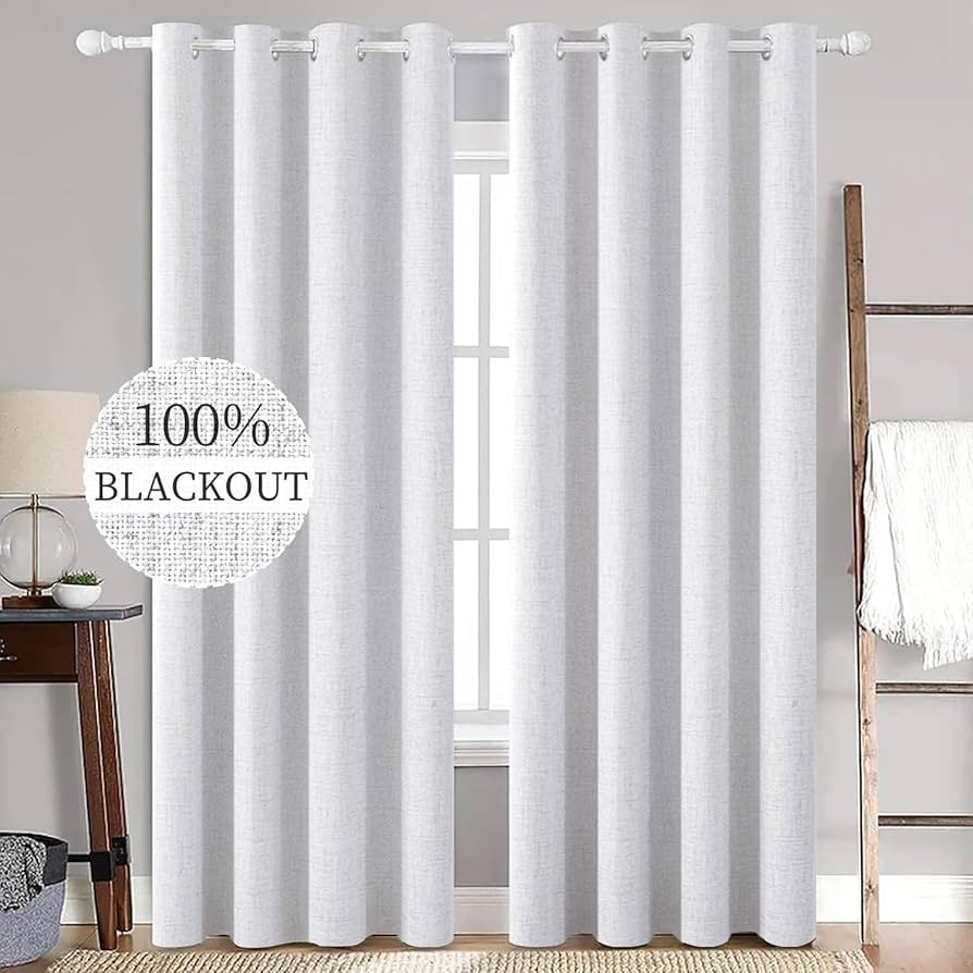 MIULEE White Blackout Curtains Linen Textured for Bedroom Nursery Thermal Insulated Room Darkenin... | Amazon (US)