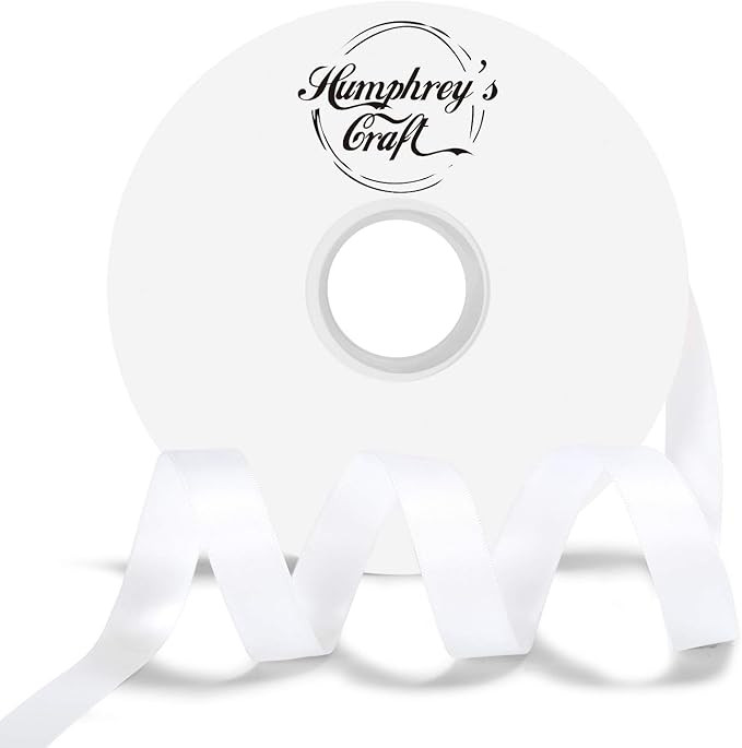 Humphrey's Craft 5/8 Inch White Double Faced Satin Ribbon - 50 Yards Variety of Color for Crafts ... | Amazon (US)