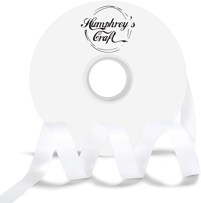 Humphrey's Craft 5/8 Inch White Double Faced Satin Ribbon - 50 Yards Variety of Color for Crafts ... | Amazon (US)