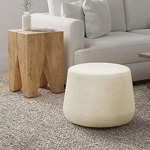 Lifestyle Solutions 24” Waverly Ottoman Round Elegant Boucle Fabric, Stationary Ottomans, Backl... | Amazon (US)