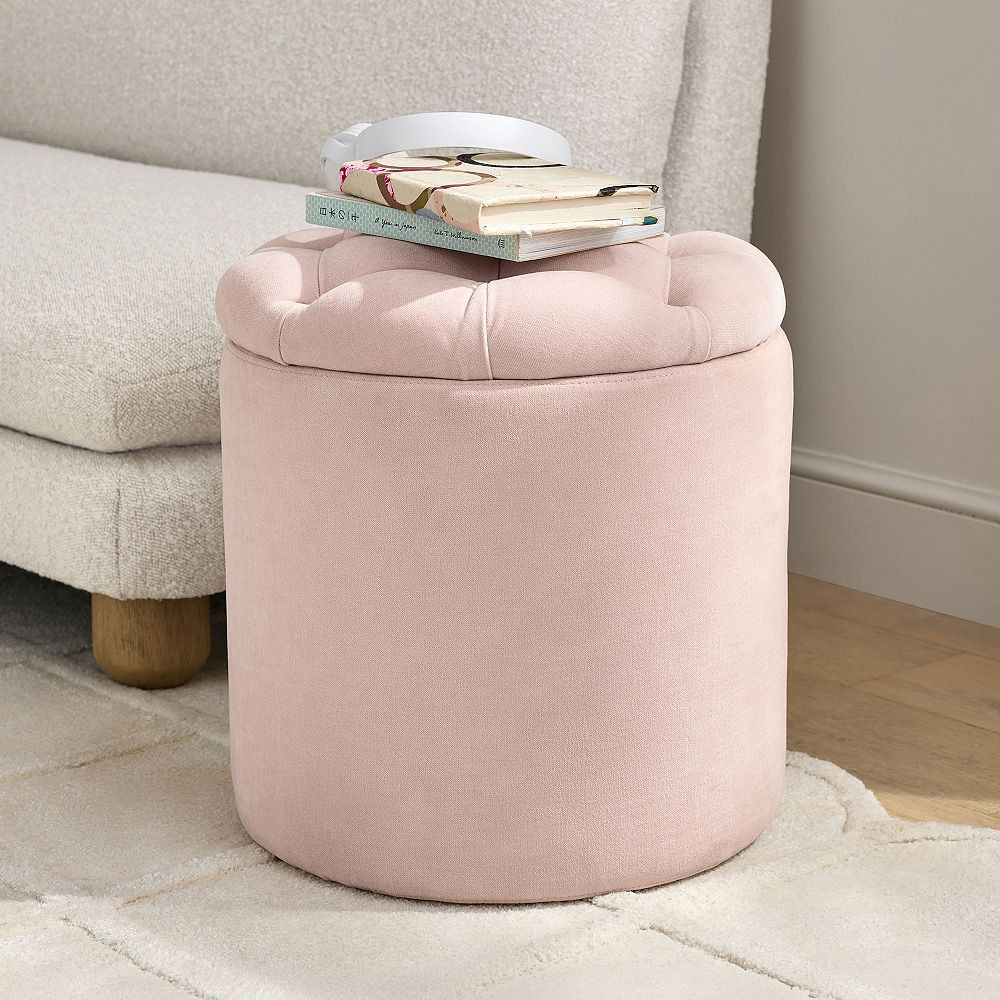 Tufted Round Storage Ottoman | Pottery Barn Teen
