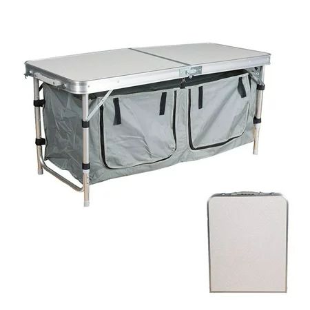 KARMAS PRODUCTS Portable Folding Table with 2 Storage Organizer, Aluminum Lightweight Height Adjusta | Walmart (US)