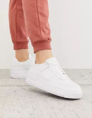 Nike Air Force 1 Shadow sneakers in triple white | ASOS (Global)