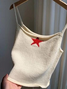 Comfortcana Women's Star Pattern Fitted Knit Sweater, Casual For Summer,Fall | SHEIN