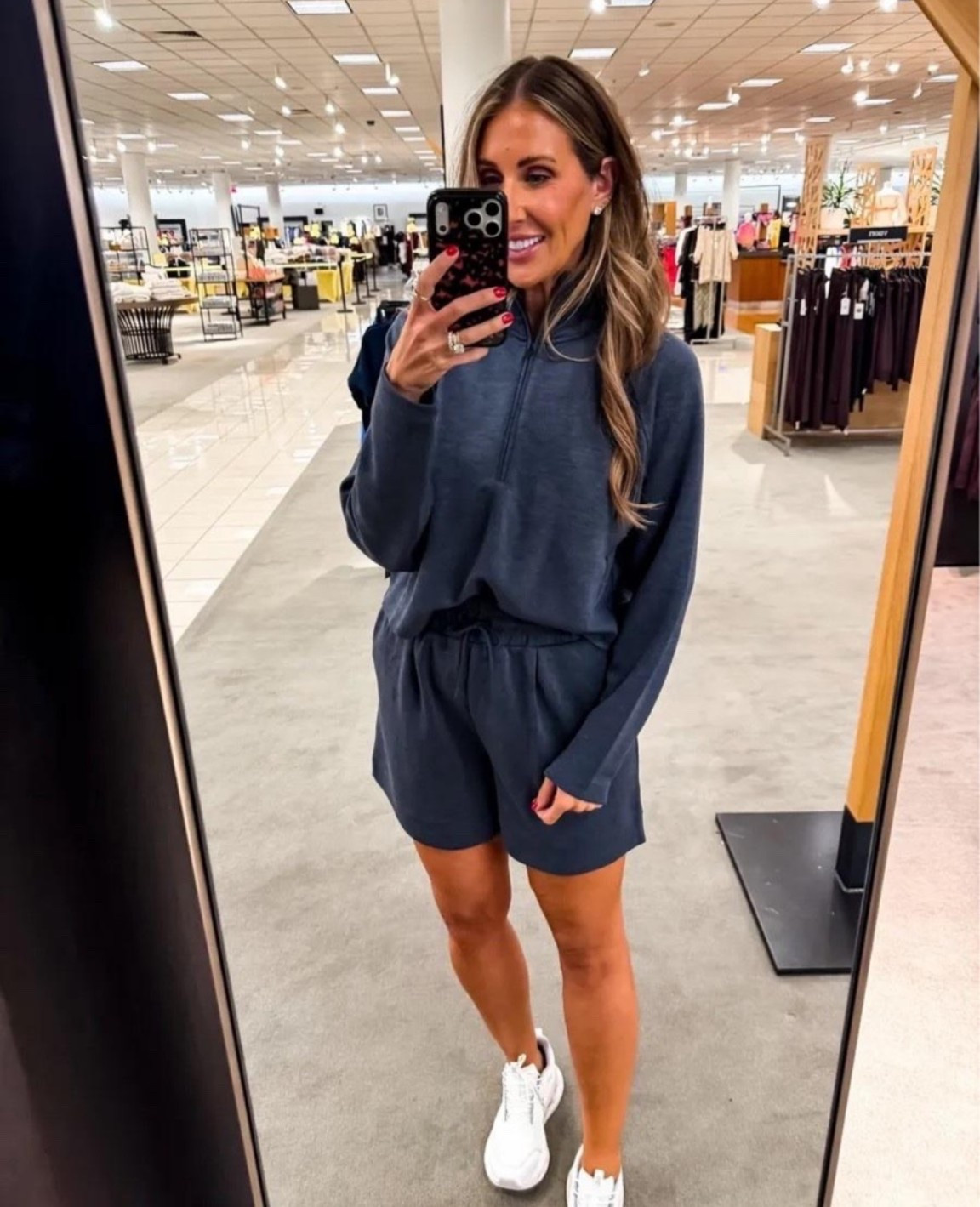 This navy shorts set is the perfect mix of comfortable and put together. The soft knit fabric, relaxed fit, and matching pieces make it an easy grab for errands, travel days, or a casual weekend look.

navy shorts set, matching set, lounge outfit, casual summer style, travel outfit, comfy chic, everyday outfit, athleisure style, neutral sneakers, Nordstrom style, TheMomInStyle

#LTKootd #LTKSeasonal #LTKOver40