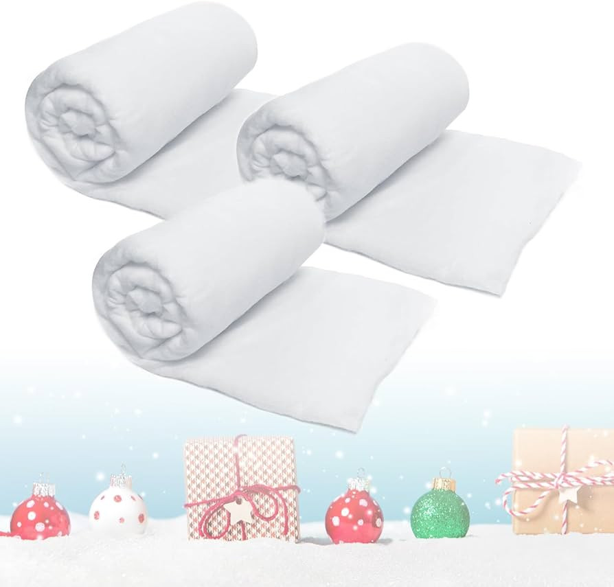 PREXTEX Pack of 3 Artificial Snow Blanket Roll - Large Fake Snow Blanket for Christmas Village, T... | Amazon (US)