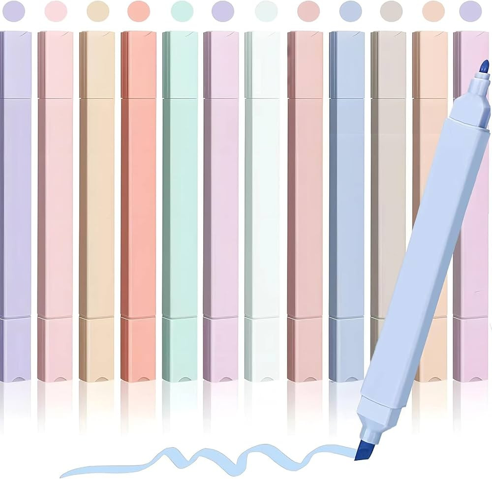 12 Pcs Aesthetic Cute Highlighter,Surligneur Pastel Highlighters Markers with Soft Chisel Tip,Mul... | Amazon (CA)