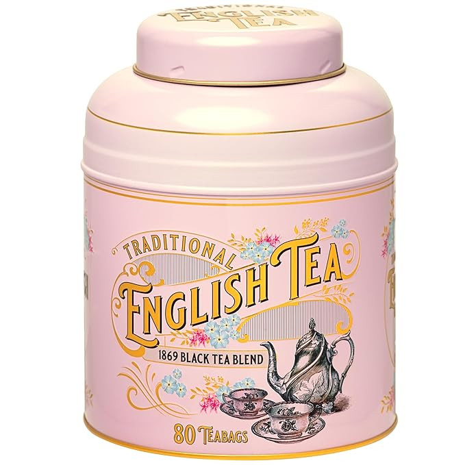 New English Teas Vintage Victorian Tea Caddy with 80 English Teabags (Rose Pink) | Amazon (US)
