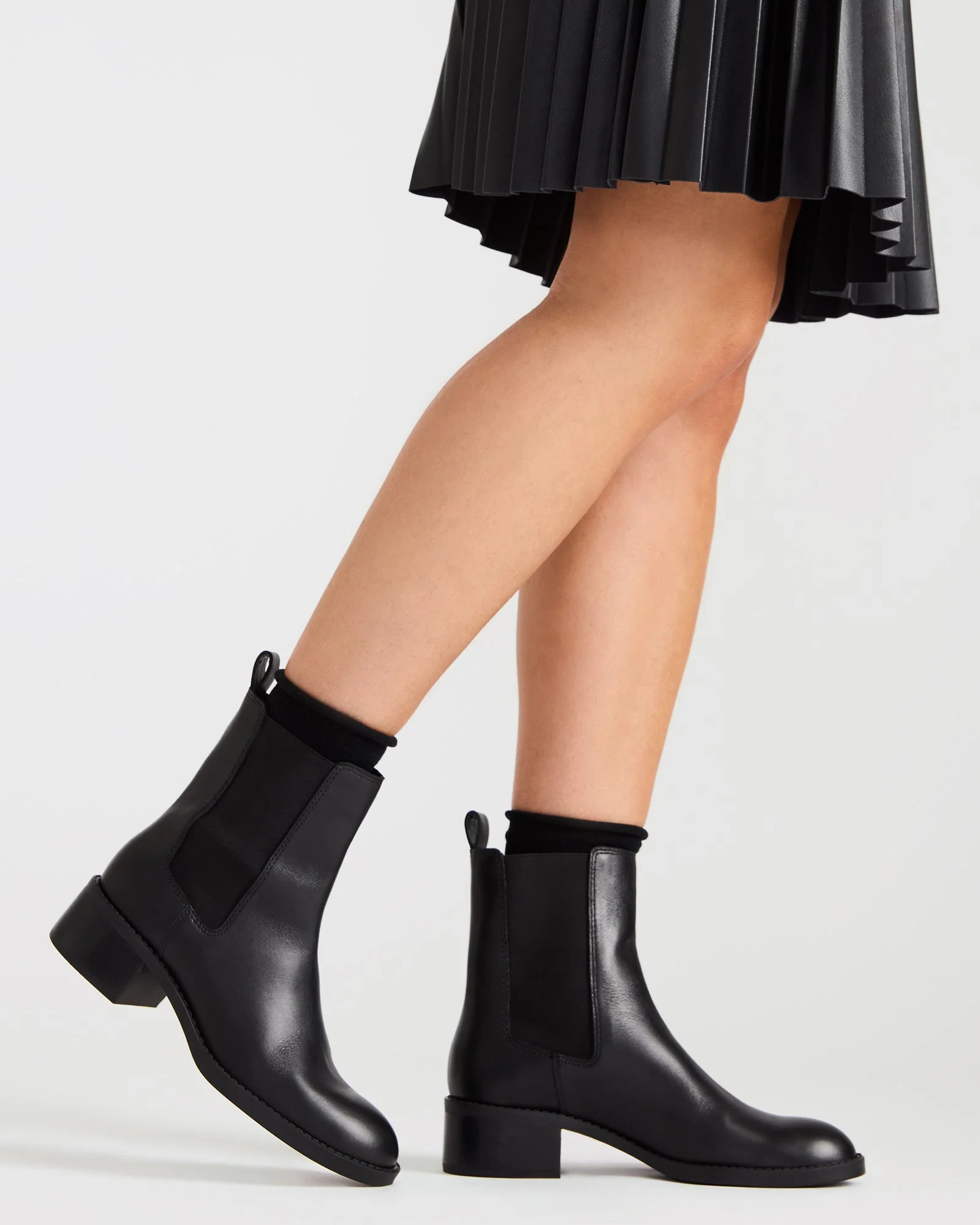 KAPLAN Black Leather Chelsea Block Heel Women's Ankle Boot | Steve Madden (US)